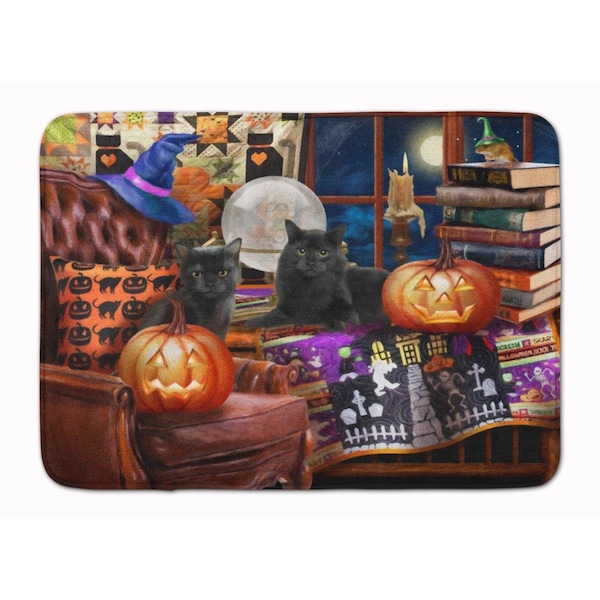 Carolines Treasures 19 x 27 in. Halloween Black Cats Our Favorite Time Machine Washable Memory Foam Mat PTW2069RUG - main